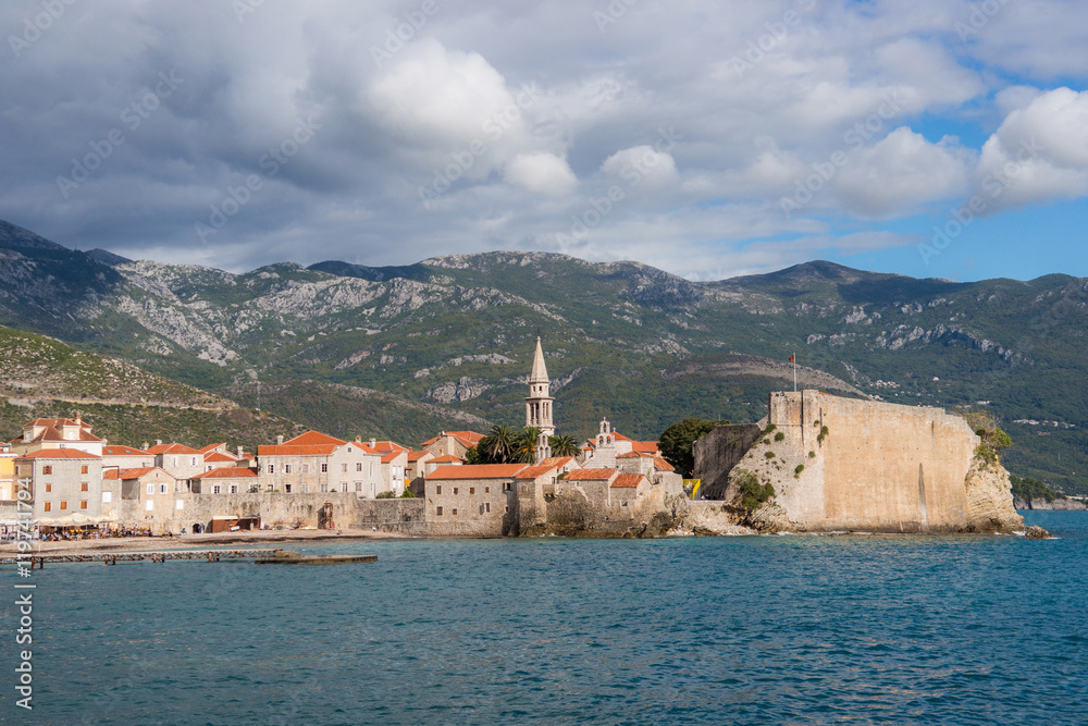 View of Stari Grad (Old Town) in Budva, Montenegro