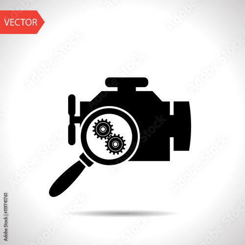 Car engine diagnostic repair flat icon. Vector illustration.