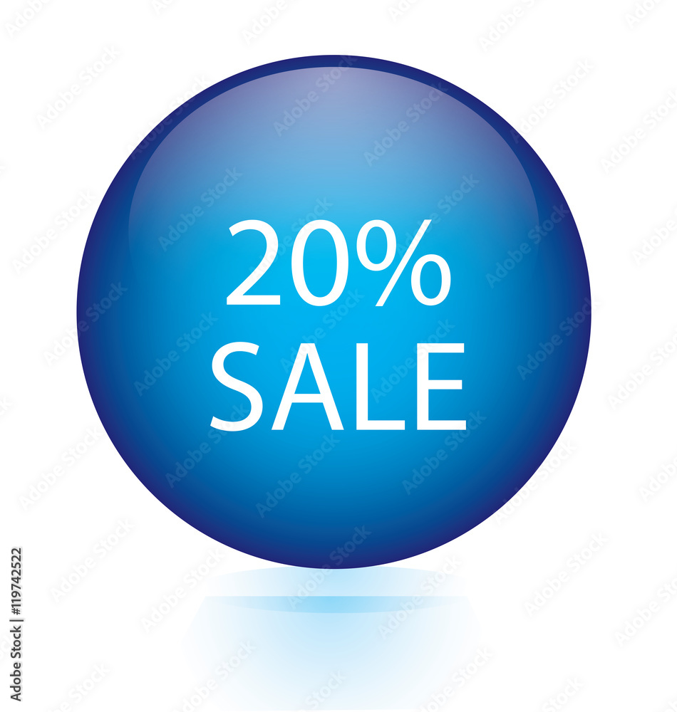 Sale twenty percent blue circular button Sale twenty percent blue circular button
