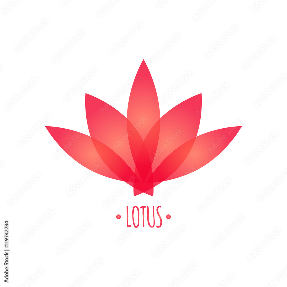 Pink Lotus vector symbol of yoga and meditation isolated on white