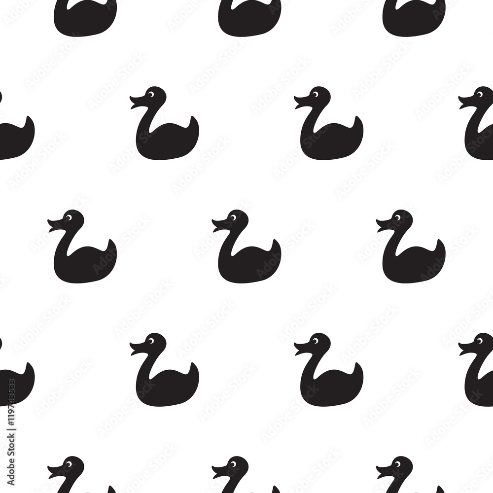 Duck black and white kid pattern. Baby duck toy vector seamless pattern for fabric print and apparel. Duck black and white kid pattern. Baby duck toy vector seamless pattern for fabric print and apparel.