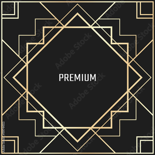 Vector geometric frame in Art Deco style. Square vector abstract element for design. Premium vector background in luxury style.