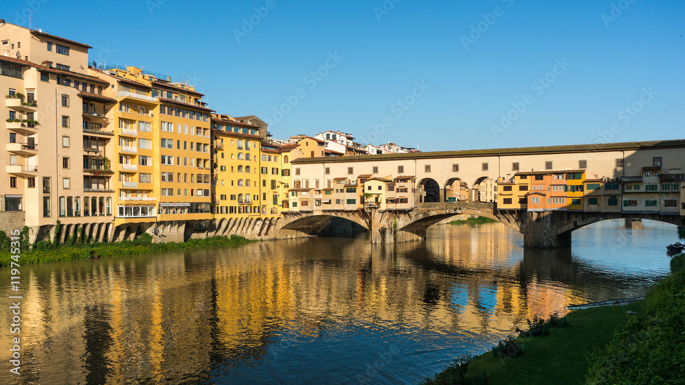 Reflection of Ponte Vecchio in Arno river
