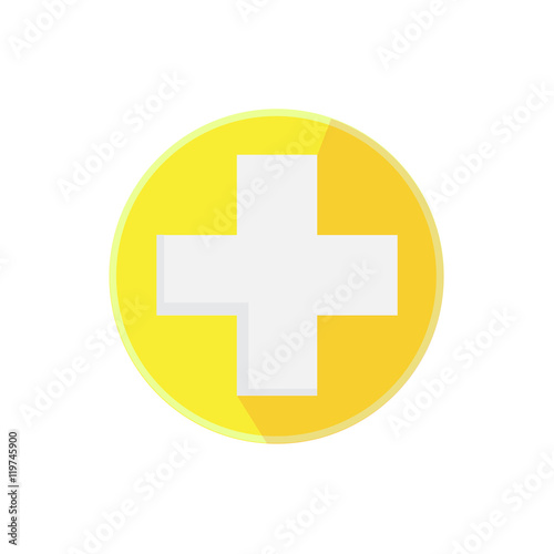 Flat Medical Hospital Icon With Long Shadow