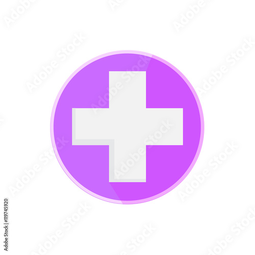 Flat Medical Hospital Icon With Long Shadow