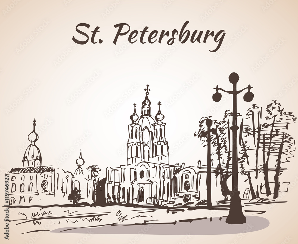Fototapeta premium Smolny Cathedral in Saint-Petersburg, Russia