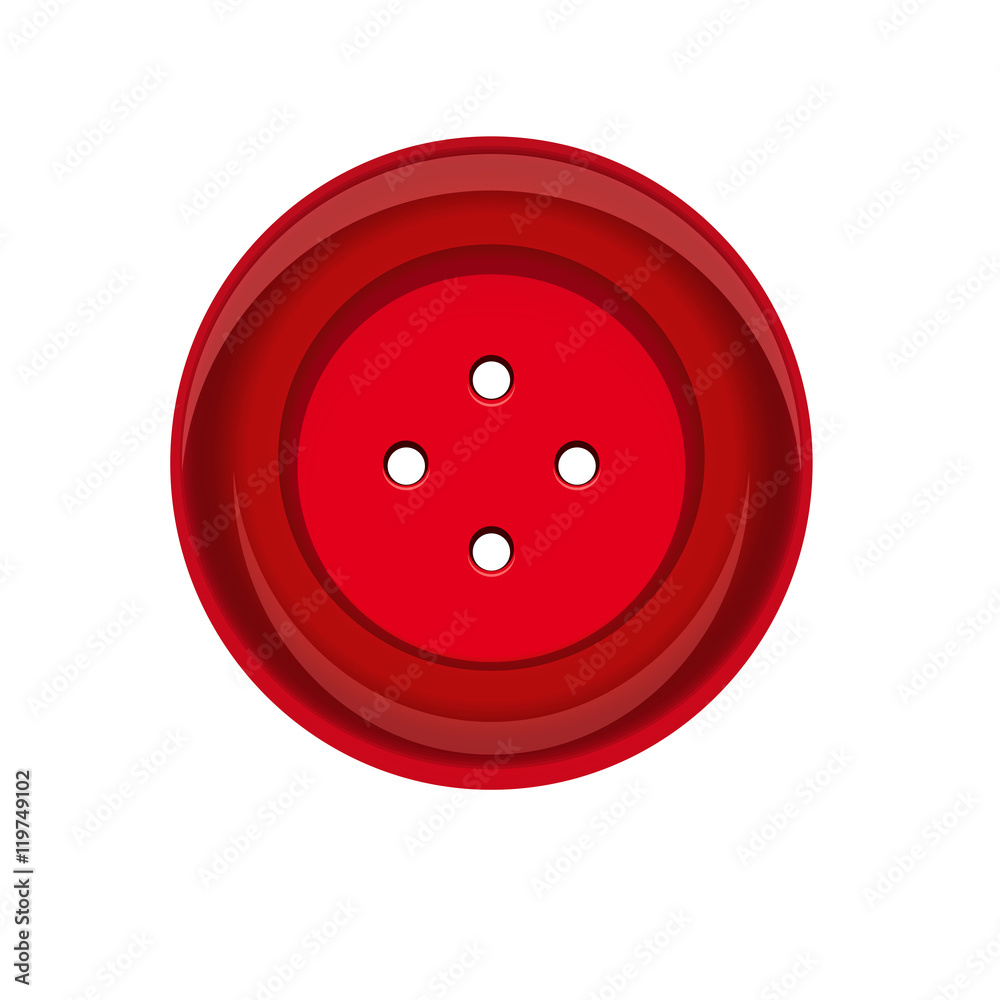 Sewing button, stud icon. Red sewing button isolated on white background. Vector illustration Sewing button, stud icon. Red sewing button isolated on white background. Vector illustration