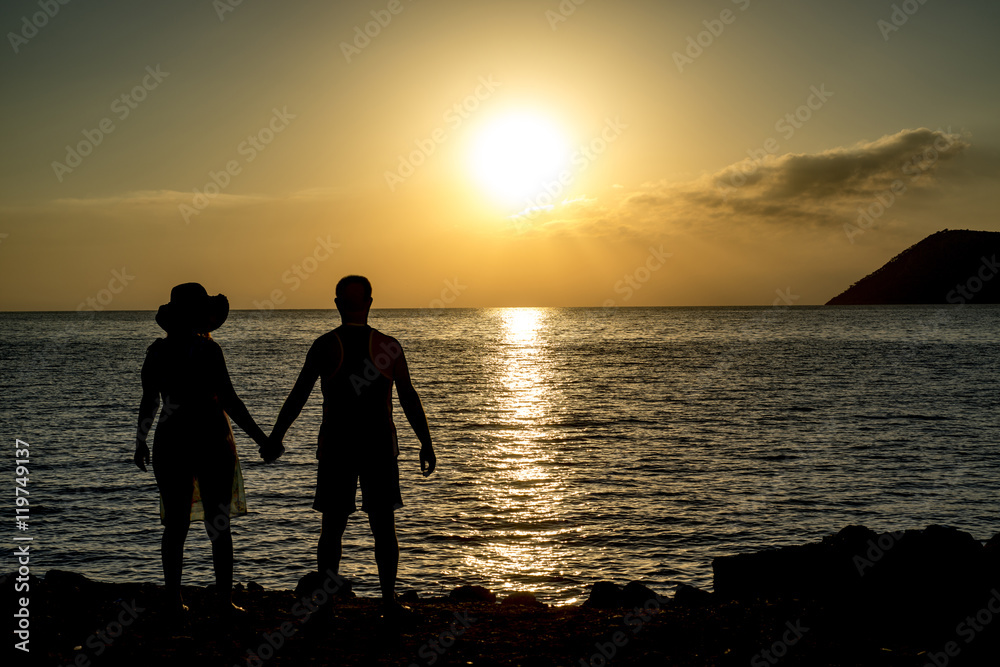 Silhouette of the loving couple

