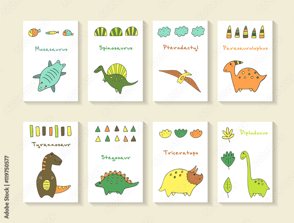 Cute hand drawn doodle dino collection Cute hand drawn doodle dino collection