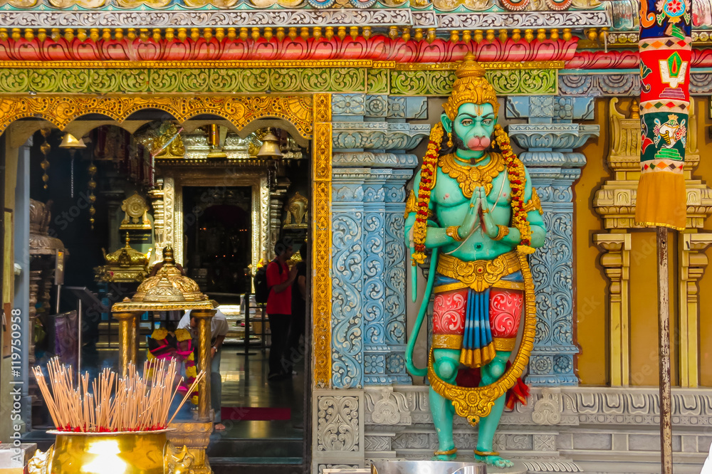 Fototapeta premium Hanuman's statue. Sri Krishnan Temple, Singapore