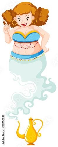 Genie lady floating over the lamp