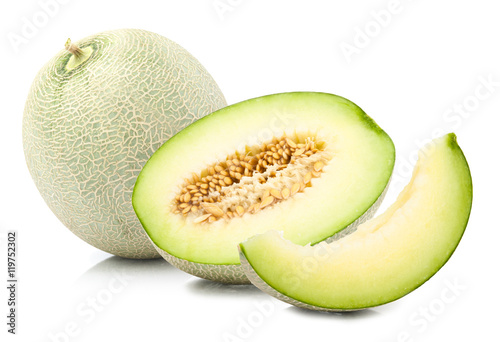 green cantaloupe melon isolated