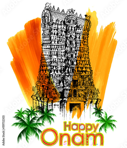 Meenakshi temple in Onam celebration background