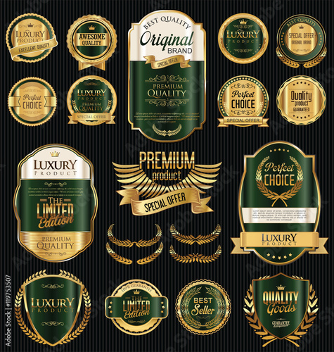 Golden sale labels retro vintage design collection