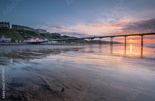 Saltburn at Sunset, at Saltburn by the Sea which is a Victorian seaside resort, with a pier that is the most northerly  surviving British Pier photo