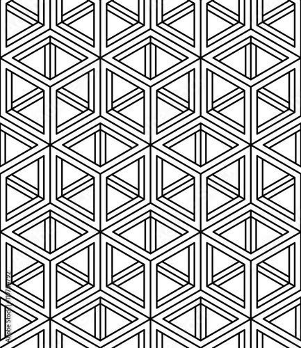 Canvastavla Monochrome abstract interweave geometric seamless pattern. Vecto