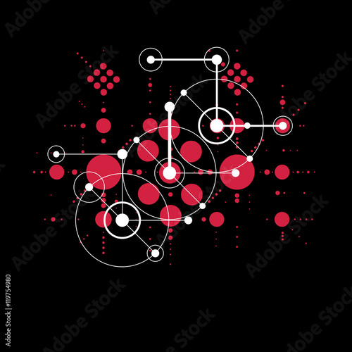 Vector red abstract background created in Bauhaus retro style. M