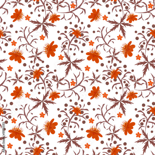 Floral seamless pattern , cute flowers white background