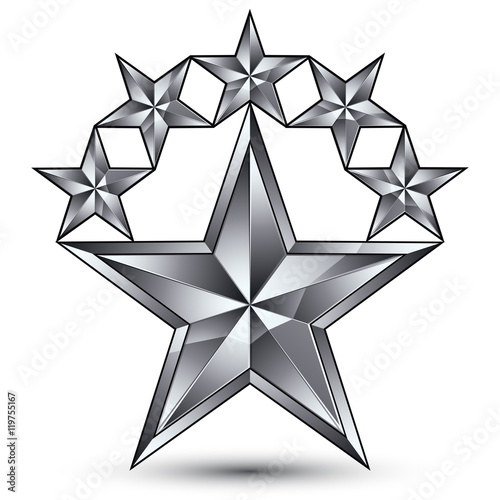 Glamorous vector template with pentagonal silvery star symbol  b