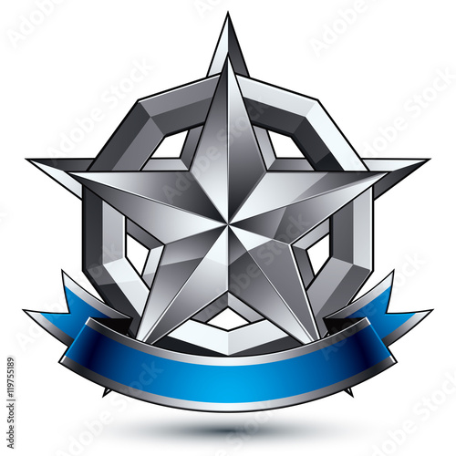 Heraldic 3d glossy blue and...