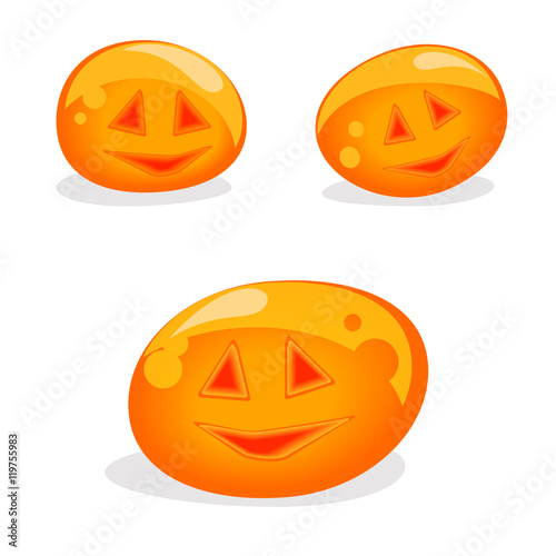 Set of pumpkins, vector illustration, icon, Vector design for app user interface. live pumpkin for Halloween