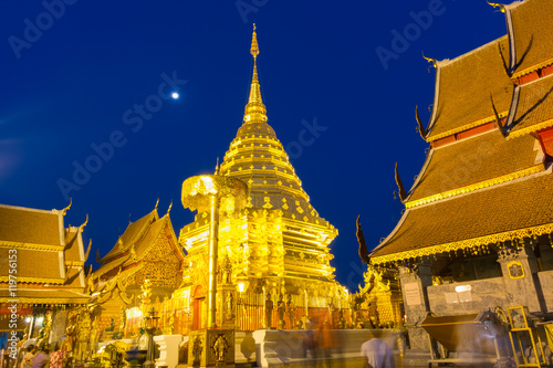 Doisuthep temple in Chiang Mai, Thailand is the famous public temple in twilight time.
