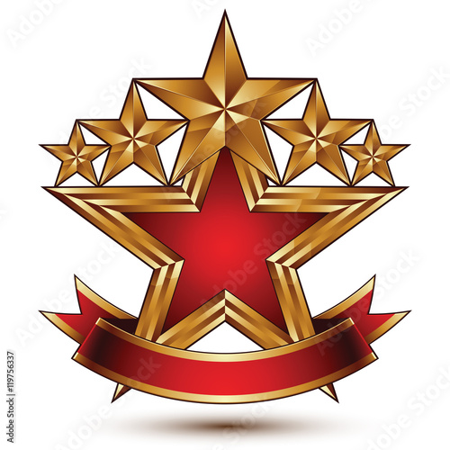 Glamorous vector template with pentagonal golden stars, best for