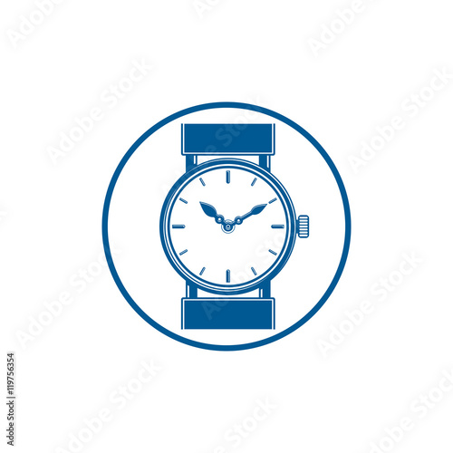 Simple wristwatch graphic illustration, classic hour hand symbol