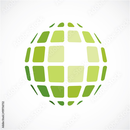 3d vector digital spherical object made using square facets. Low