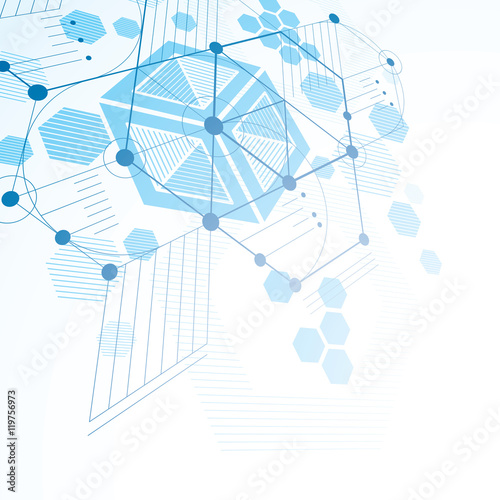 3d vector abstract blue background created in Bauhaus retro styl