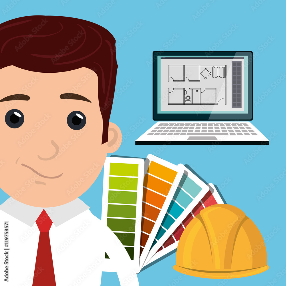 man architect laptop vector illustration icon eps 10 man architect laptop vector illustration icon eps 10