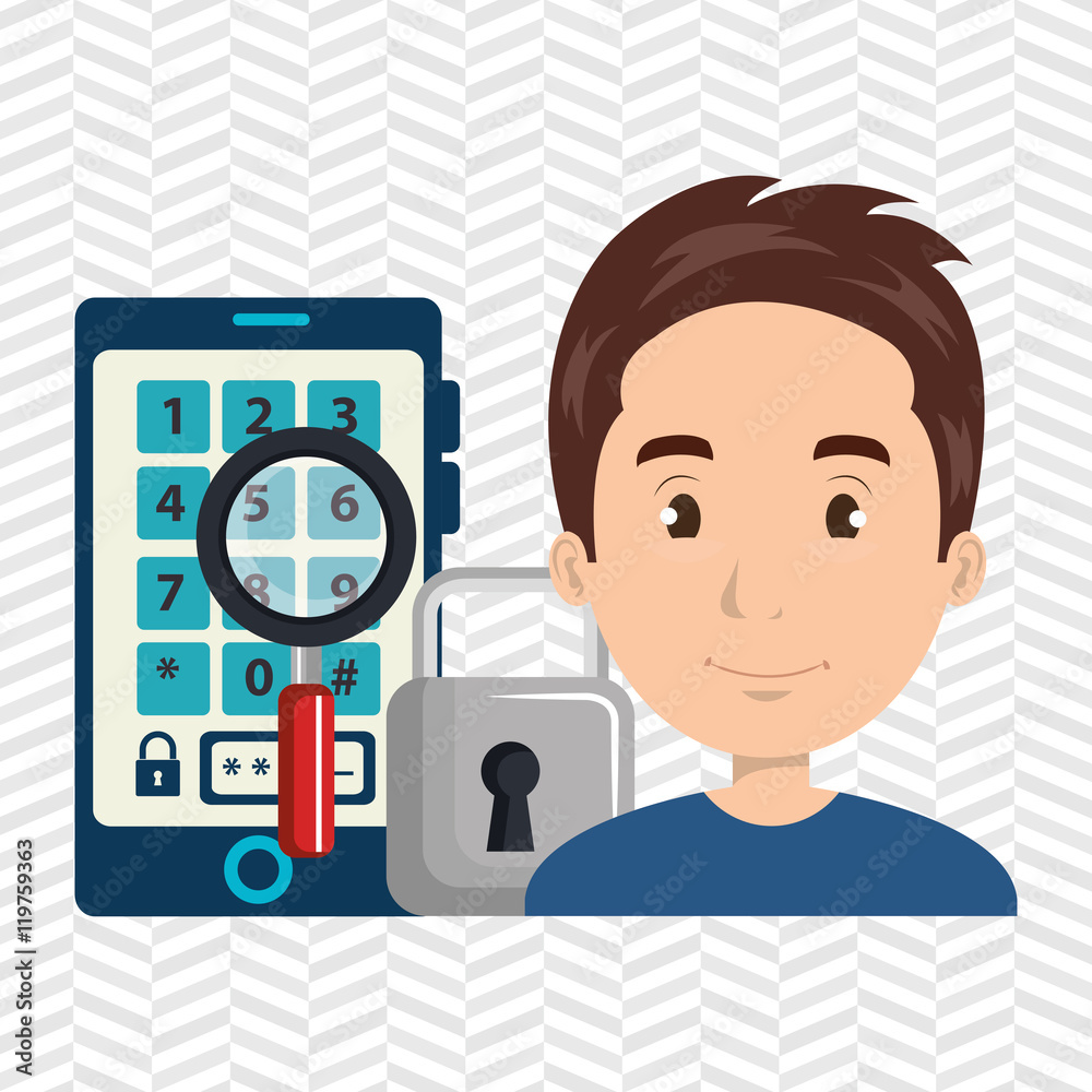 man smartphone password vector illustration design eps 10 man smartphone password vector illustration design eps 10