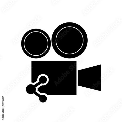 flat design film projector and connection icon vector illustration