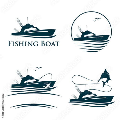 Canvas-taulu Collection of Fishing Boat Logo Template