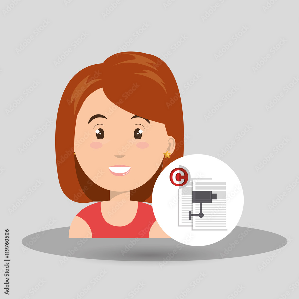 woman documents confidential vector illustration design eps 10