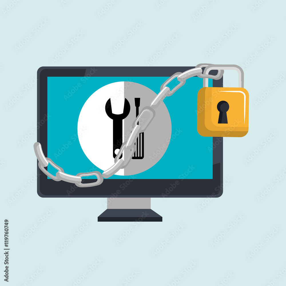 man computer padlock vector illustration design eps 10 man computer padlock vector illustration design eps 10