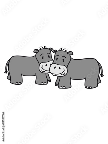 team some love couple love comic cartoon sweet little cute baby hippo happy child