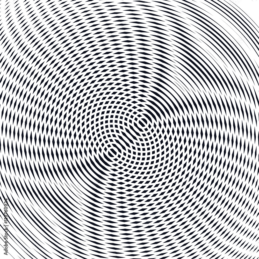 Striped psychedelic background with black and white moire lines Striped psychedelic background with black and white moire lines