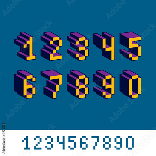 Cybernetic 3d numbers, pixe...