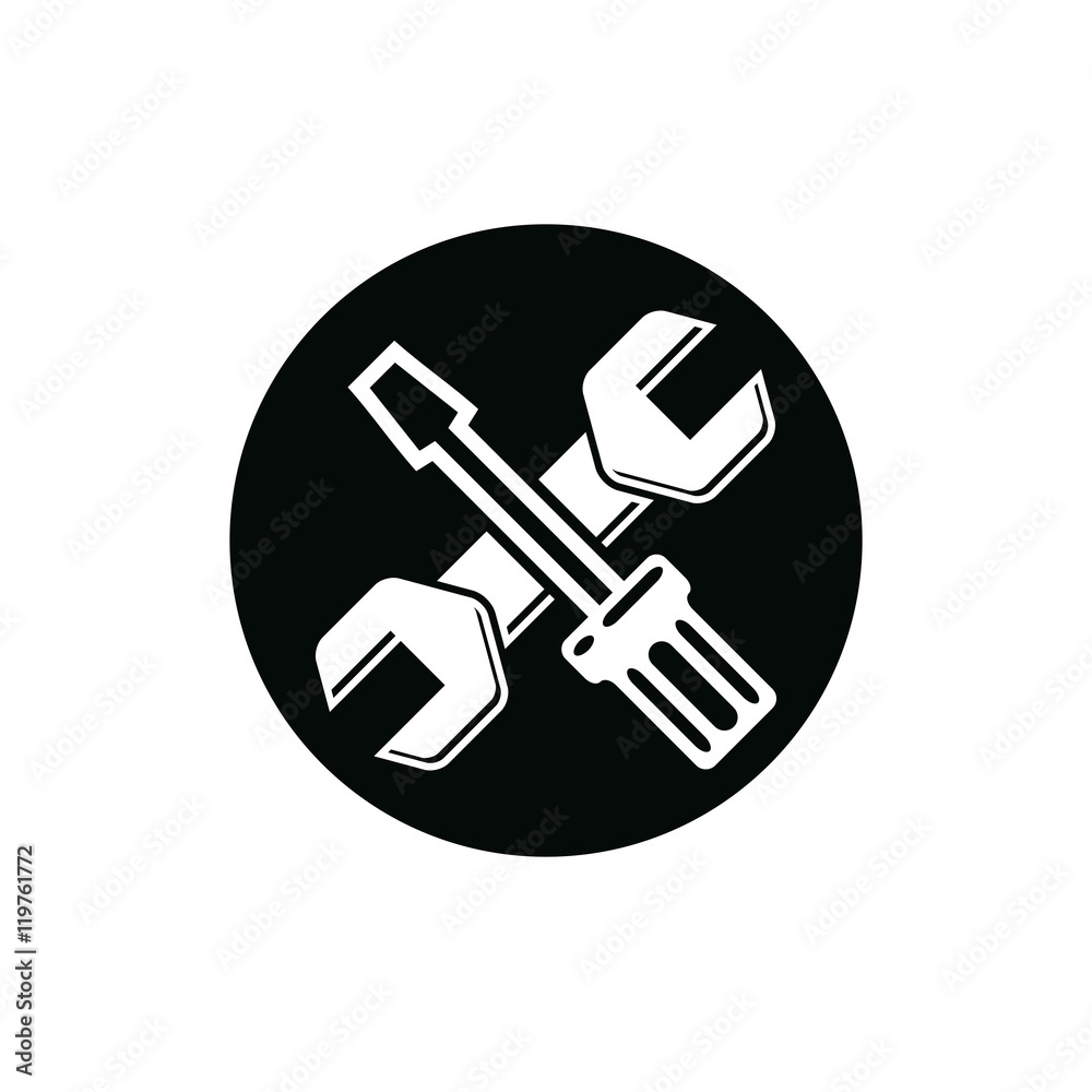 Screwdriver and wrench 3d detailed vector illustration, professi Screwdriver and wrench 3d detailed vector illustration, professi