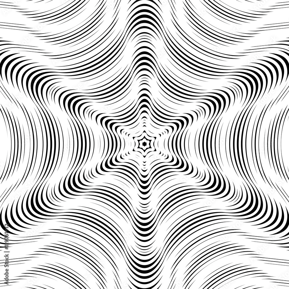 Moire pattern, op art vector background. Hypnotic backdrop with