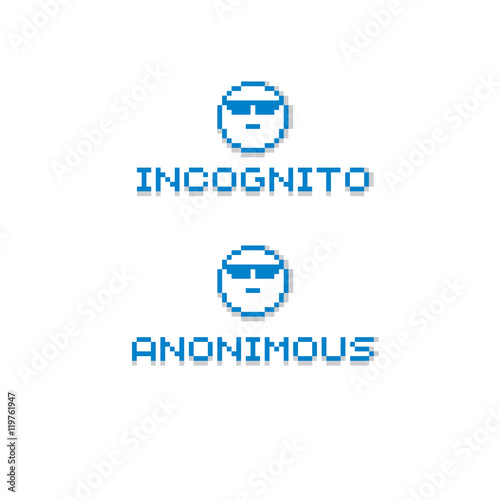 Anonymous personality wearing eyeglasses. Vector retro sign made