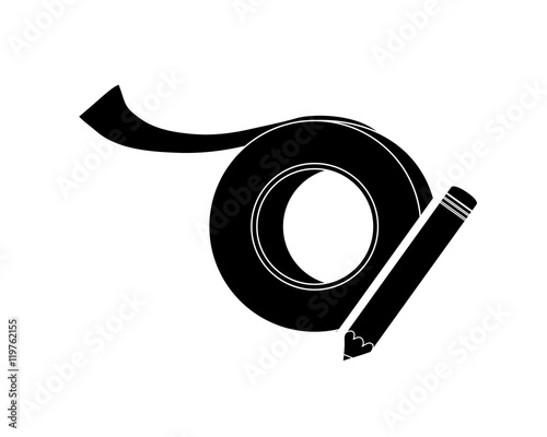 flat design tape and pencil icon vector illustration