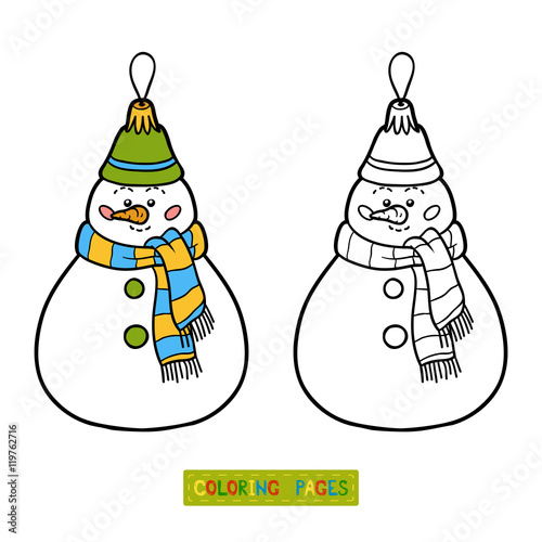 Coloring book, Christmas tree toy, snowman