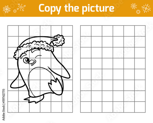 Copy the picture. Christmas character, little penguin