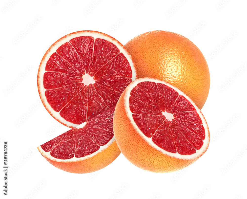 Sliced grapefruit isolated on white Sliced grapefruit isolated on white