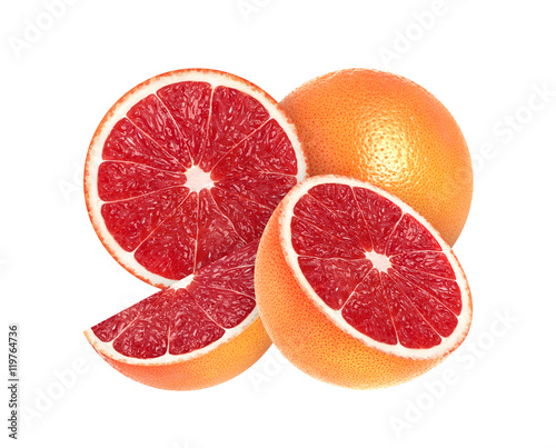 Sliced grapefruit isolated on white