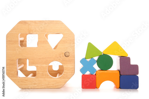 Tableau sur toile Wooden childs shape sorter toy