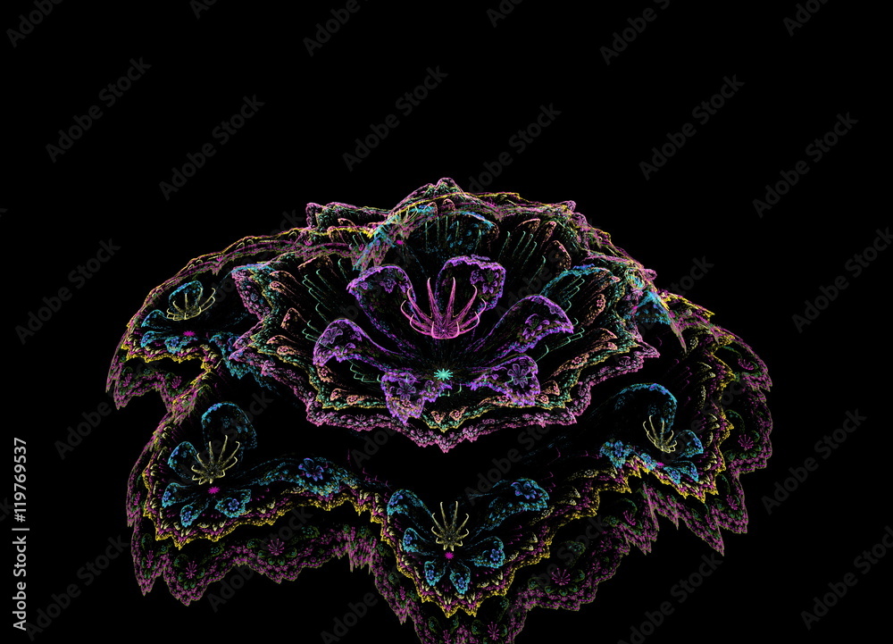 abstract fractal flower on black background abstract fractal flower on black background