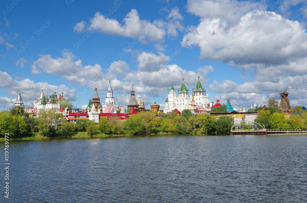 Moscow, Russia - September 1, 2016: Izmailovo Kremlin and lake